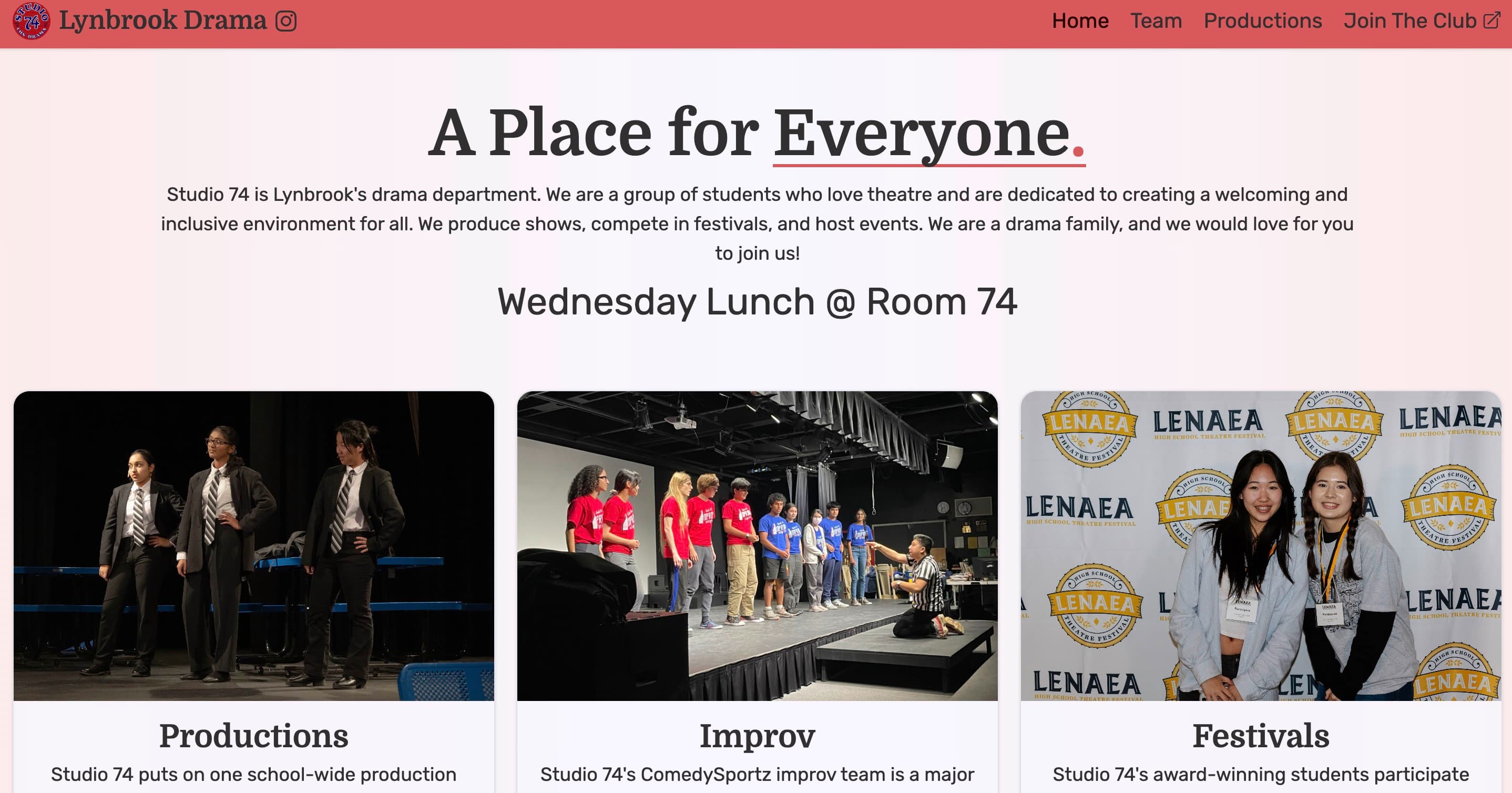 Website Development for Lynbrook Drama Department